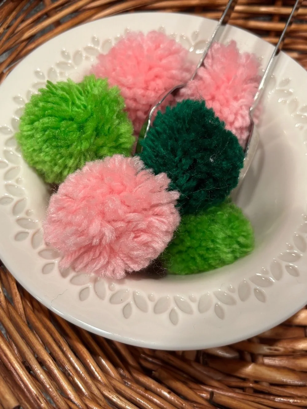 pink bowls practical life tonging in oval basket by idlewild montessori
